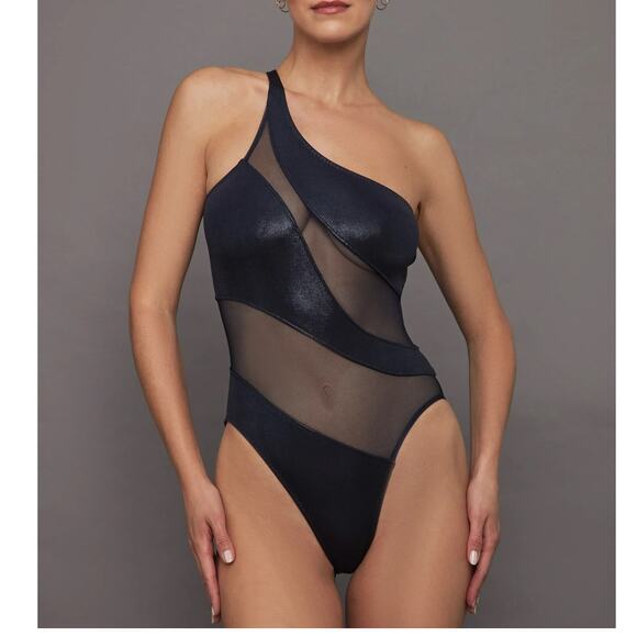 Norma Kamali Other - NORMA KAMALI Snake Mesh Mio Swimsuit SZ Small NWT True Navy Metallic Swim Beach